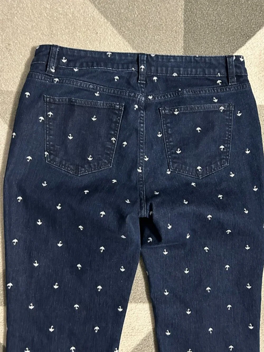 Talbots Signature All Over Umbrella‎ Embroidery Slim Ankle Jeans Women's Size 10